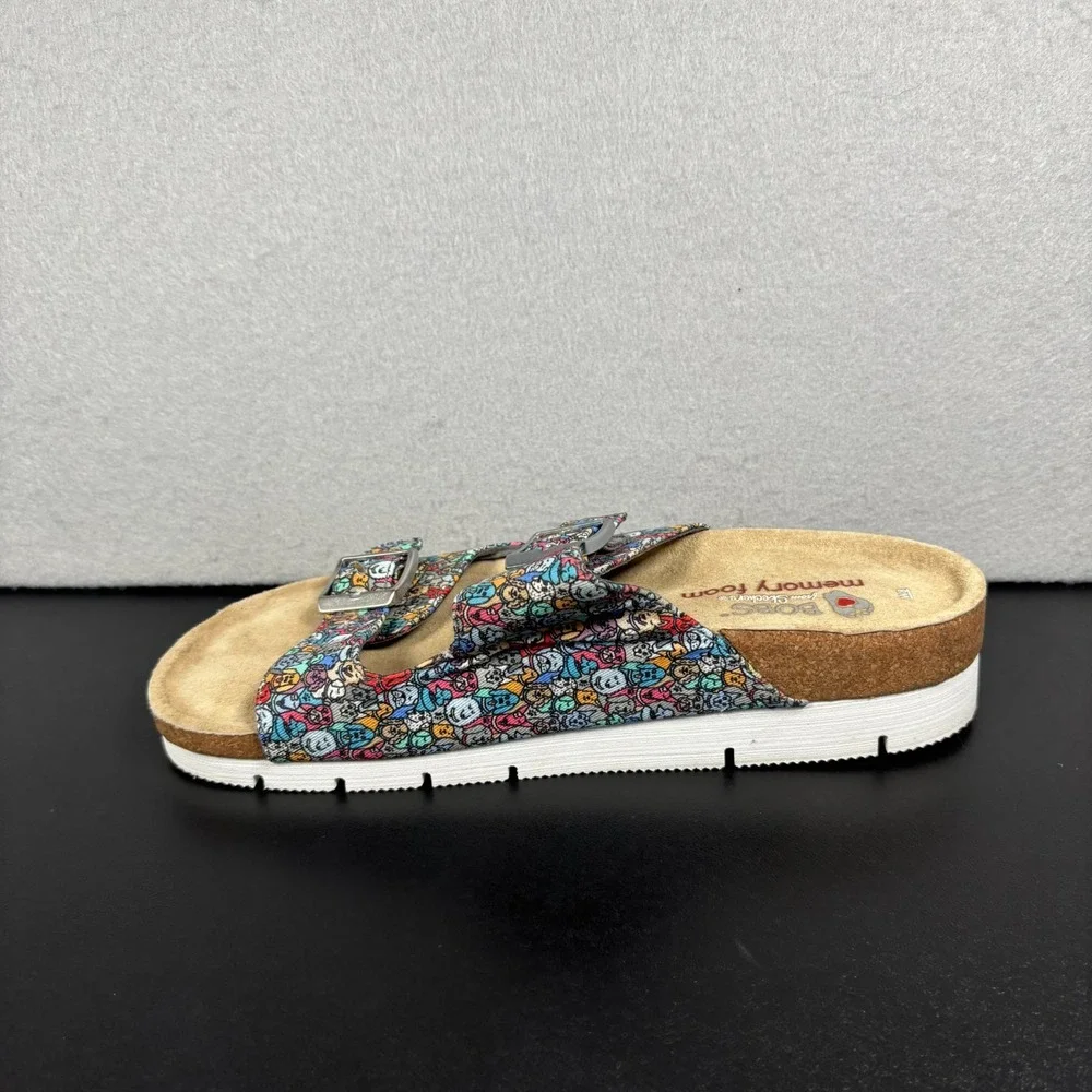 BOBS Skechers Womens 8M Dog Lover Print Memory Foam Comfort Slides Sandals Shoes